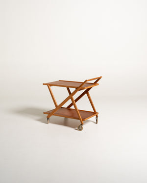 Carrello pieghevole in teak e rovere, Nybrofabriken, anni 50