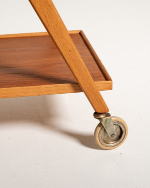 Carrello pieghevole in teak e rovere, Nybrofabriken, anni 50