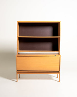Libreria scandinava in rovere con serranda, anni ’60
