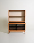 Cabinet in rovere con ante a serrandina e libreria, anni '60