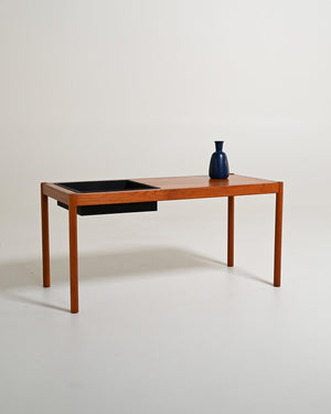 Panca scandinava con vano portapiante in teak, anni '60