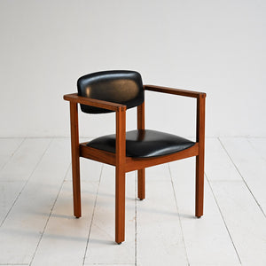 Sedia in teak e pelle, Danimarca anni ’60 1