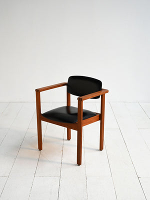 Sedia in teak e pelle, Danimarca anni ’60 2