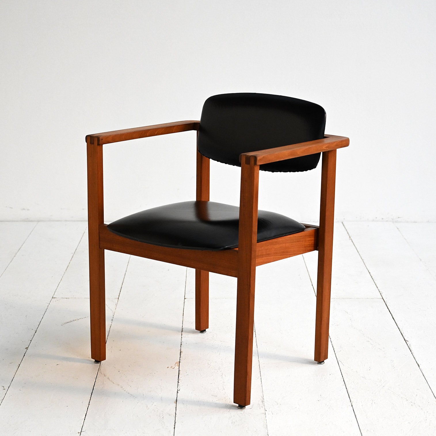 Sedia in teak e pelle, Danimarca anni ’60 3