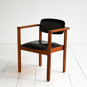 Sedia in teak e pelle, Danimarca anni ’60 3