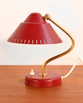 Lampada da tavolo rossa prodotta da Ringus, anni ‘50 1