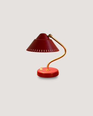 Lampada da tavolo rossa prodotta da Ringus, anni ‘50