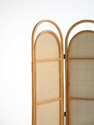 Paravento pieghevole in bambù e rattan, Scandinavia, seconda metà ‘900 1