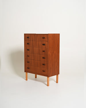 Cassettiera scandinava in teak e rovere, anni '60
