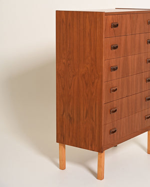 Cassettiera scandinava in teak e rovere, anni '60