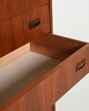 Cassettiera scandinava in teak e rovere, anni '60