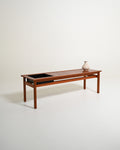 Panca scandinava in teak con vano portapiante, anni '60