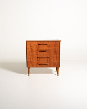 Cassettiera in teak con puntali in ottone