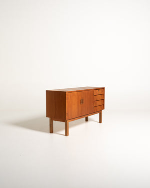 Sideboard scandinavo in teak con cassetti a tegola, metà Novecento