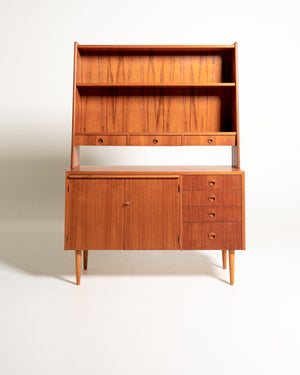 Libreria scrittoio svedese in teak, anni ’60
