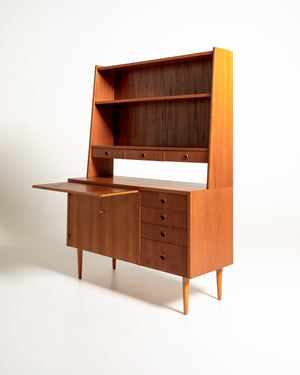 Libreria scrittoio svedese in teak, anni ’60