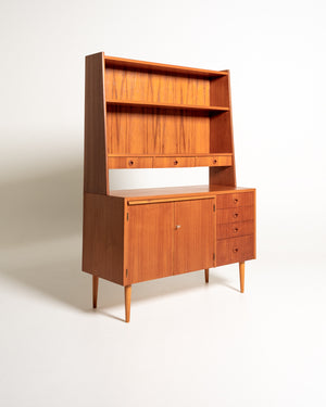 Libreria scrittoio svedese in teak, anni ’60