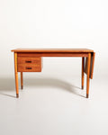 Scrivania scandinava in teak con allunga a ribalta, anni ’50/’60