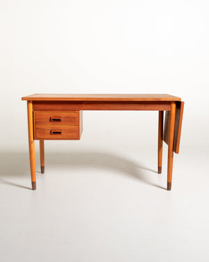 Scrivania scandinava in teak con allunga a ribalta, anni ’50/’60