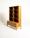 Libreria scandinava in rovere con modulo a cassetti, anni ’60/’70