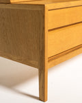 Libreria scandinava in rovere con modulo a cassetti, anni ’60/’70