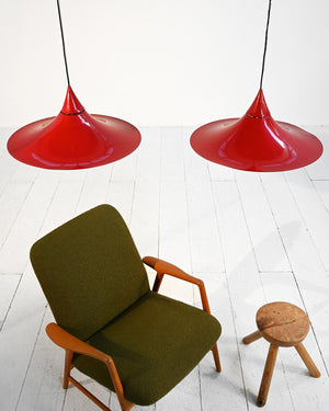Coppia di lampade da soffitto attribuibili al modello “Semi” di Claus Bonderup e Torsten Thorup per Fog & Mørup, anni ’60