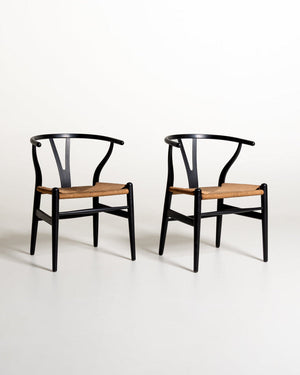Set di 2 sedie “Wishbone Chair” “CH24” di Hans J. Wegner, anni '50