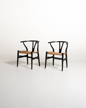 Set di 2 sedie “Wishbone Chair” “CH24” di Hans J. Wegner, anni '50
