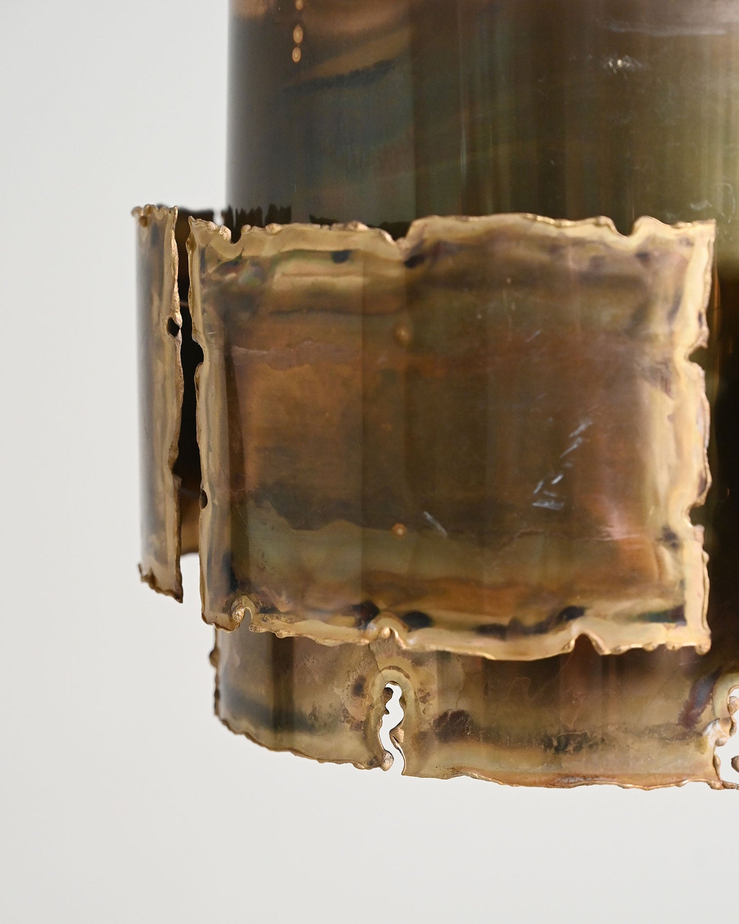 Lampada da soffitto brutalista in ottone, Danimarca, anni '60