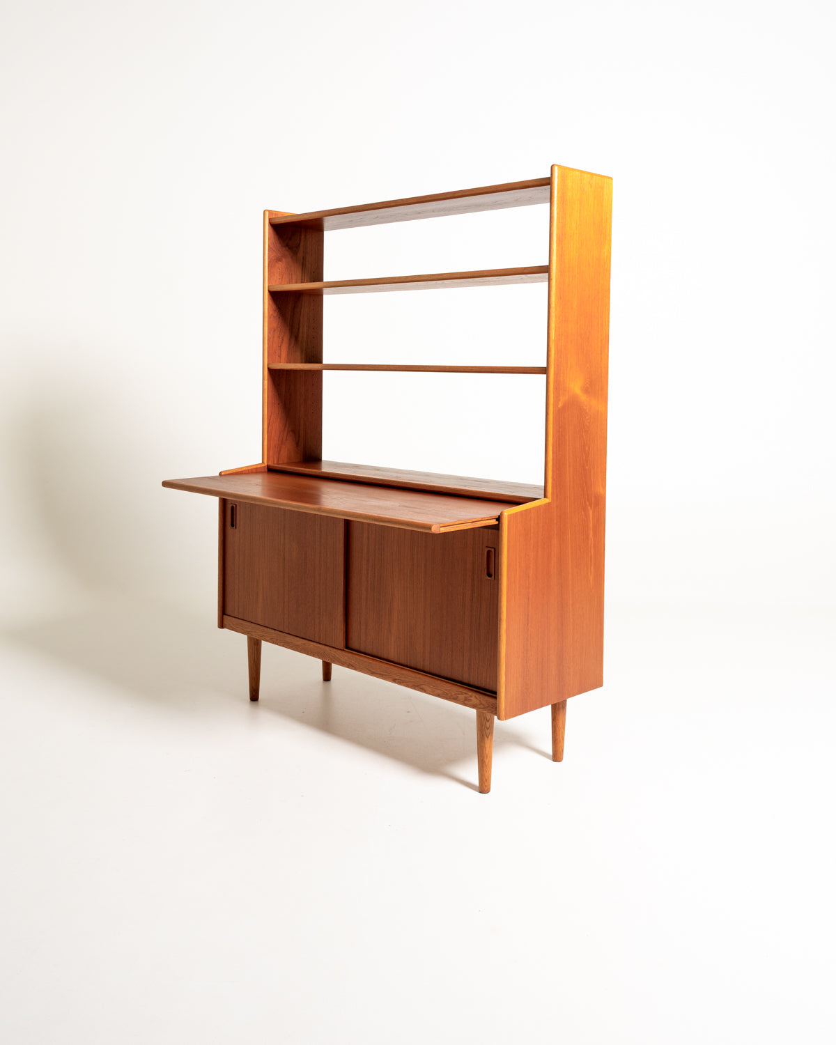 Libreria con scrittoio scandinava in teak, anni ’60