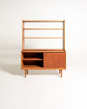 Libreria con scrittoio scandinava in teak, anni ’60