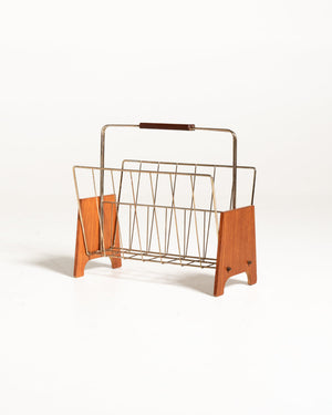Portariviste scandinavo in teak e ottone, anni ’60