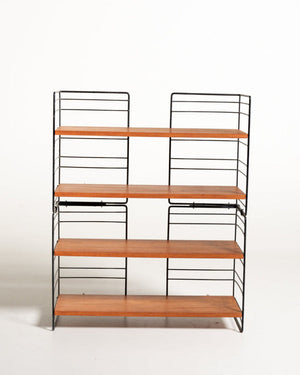 Libreria scandinava freestanding modulare in teak e metallo, anni '60