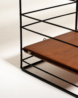 Libreria scandinava freestanding modulare in teak e metallo, anni '60