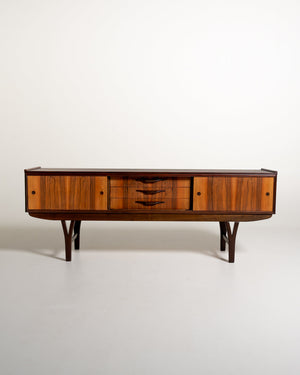 Sideboard scandinavo in palissandro e rovere, anni '60