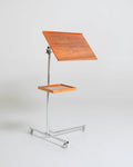 Tavolino da lettura regolabile in teak e metallo cromato, Scandinavia, anni '50/'60