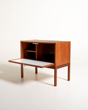 Mobile bar in teak con anta a ribalta, Scandinavia, anni ’60