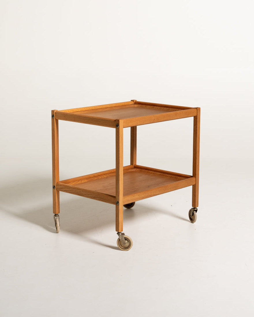 Carrello scandinavo in faggio e rovere, anni '60