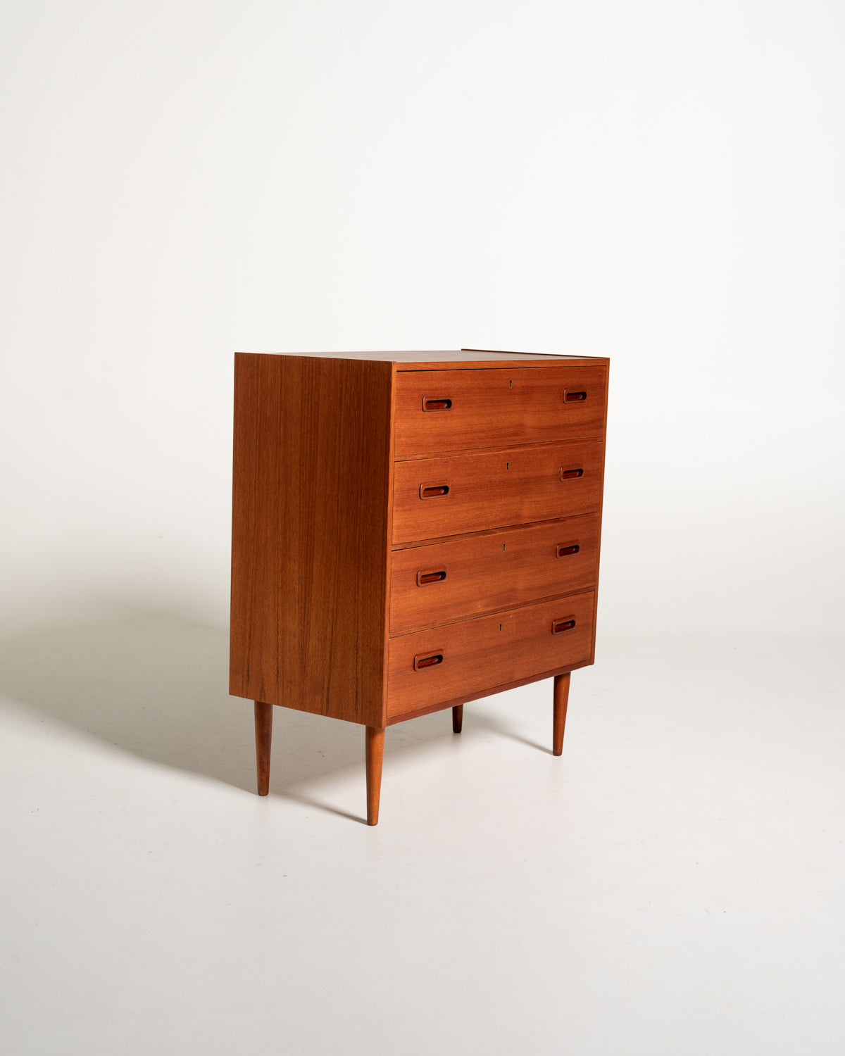 Cassettiera scandinava in teak con quattro cassetti, anni ’60