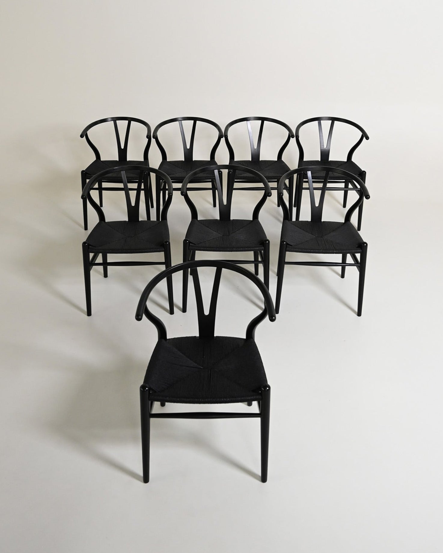 Set di 8 sedie “Wishbone Chair” “CH24” di Hans J. Wegner, anni '90