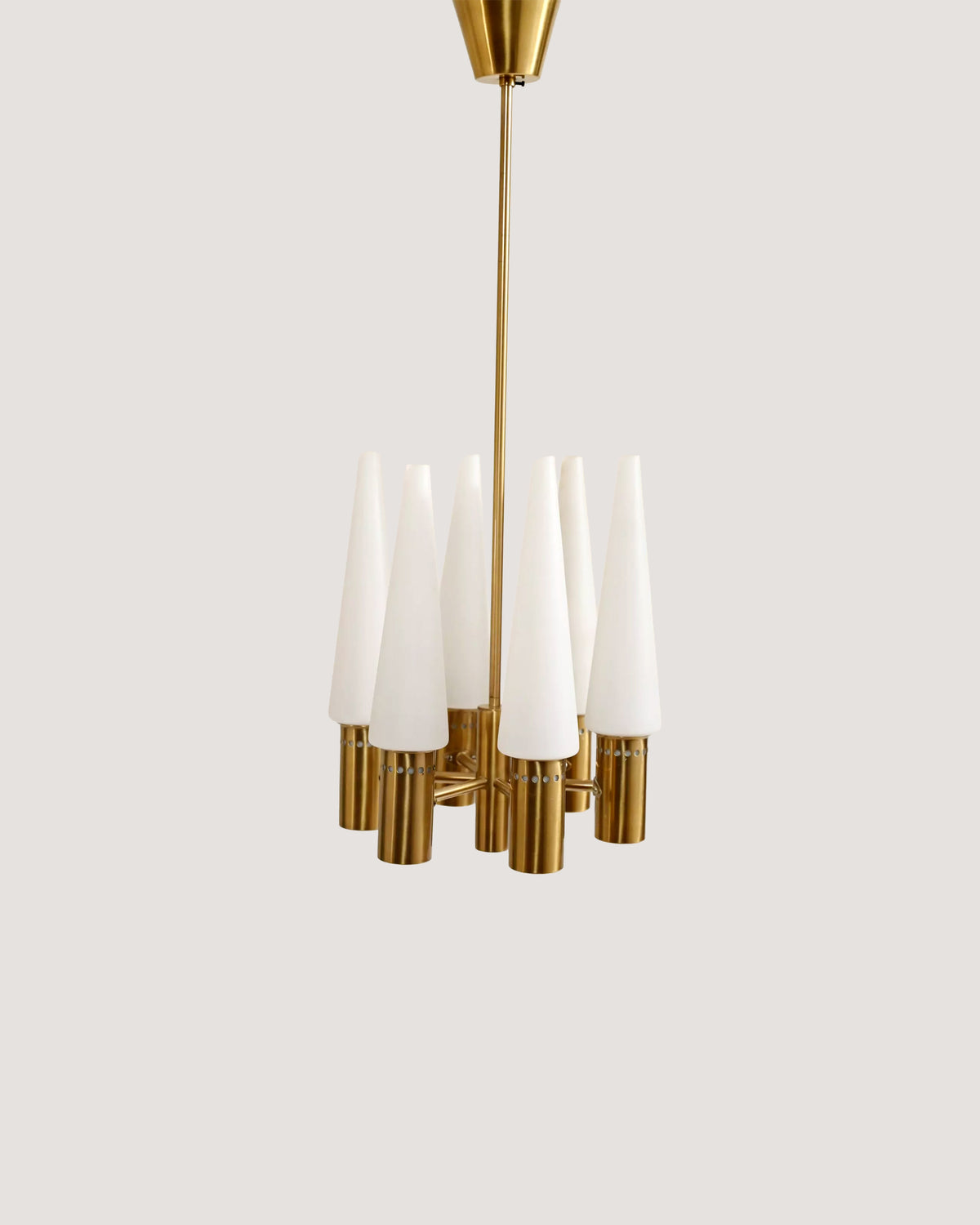 Lampadario anni '50 in ottone e vetro di Hans-Agne Jakobsson