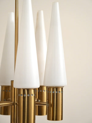 Lampadario anni '50 in ottone e vetro di Hans-Agne Jakobsson 1
