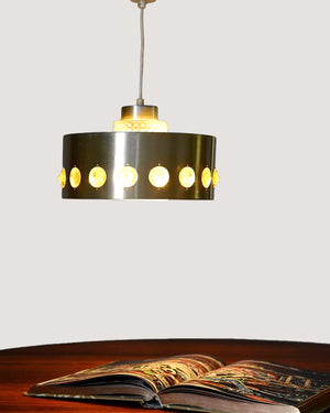 Lampada a sospensione con metallo e vetro