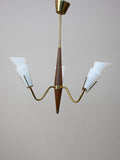 Lampada a sospensione vintage con opaline 1