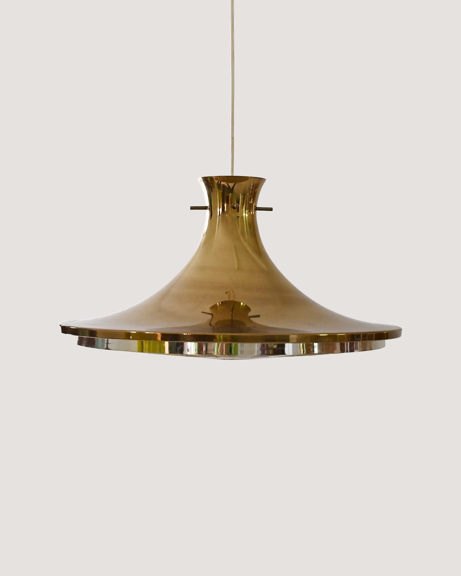 Lampada a sospensione dorata vintage